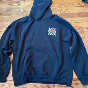 black hoodie with red rose